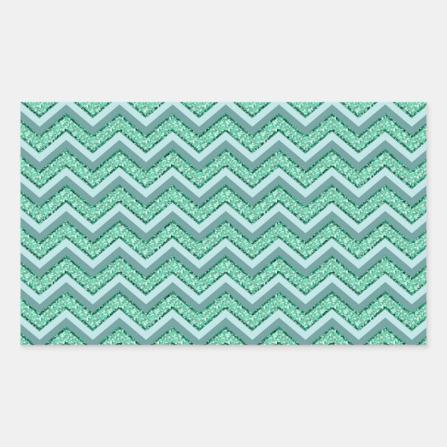 Faceted Emerald Chevron Pattern Rectangular Sticker (Front)