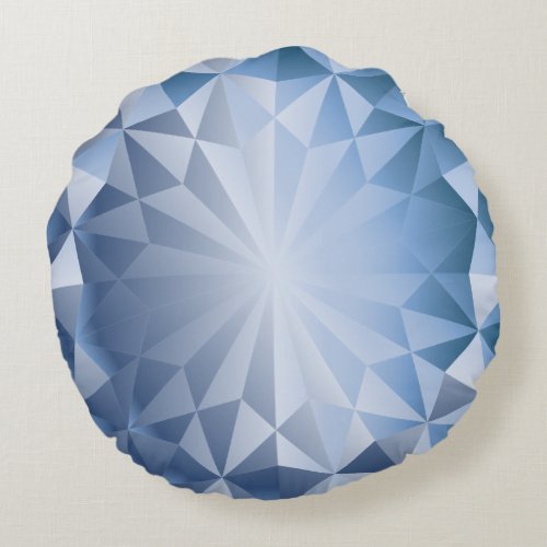 Faceted Gem Blue Ice Round Pillow