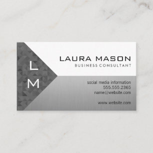 Faceted Geometric Silver White Business Card