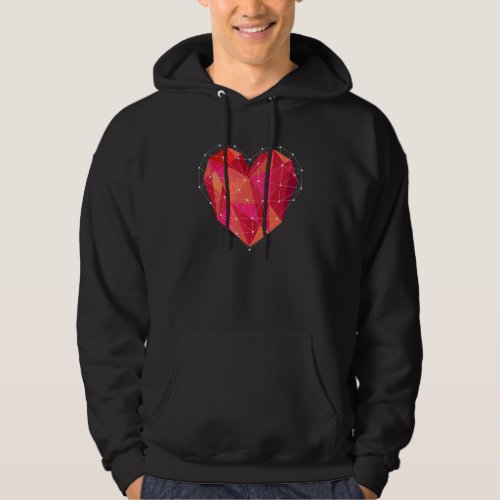 Faceted Heart Love Valentines Romantic Relationsh Hoodie