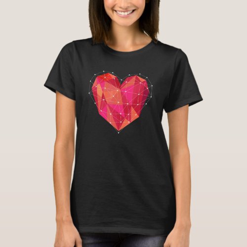 Faceted Heart Love Valentines Romantic Relationsh T_Shirt