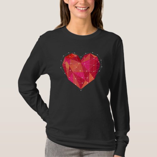 Faceted Heart Love Valentines Romantic Relationsh T_Shirt