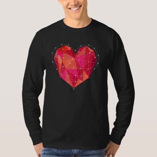 Faceted Heart Love Valentines Romantic Relationsh T_Shirt