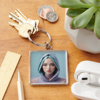 Faceted Sand Art Woman Keychain