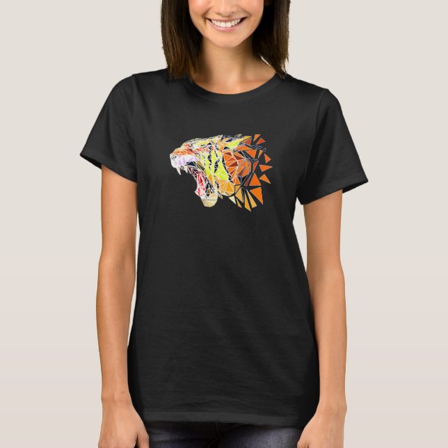 Faceted Tiger Head Wildlife Wilderness Predator Bi T-Shirt (Front)