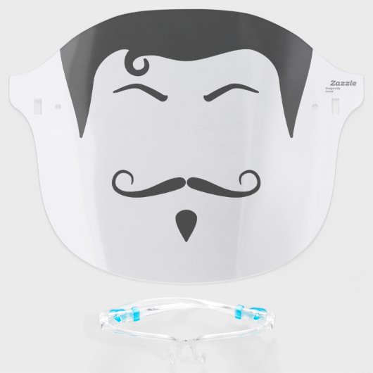 Facial Hair Face Shield (Front w/Glasses)