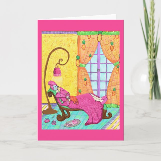 Facial Spa Day Greeting Card with Cat (Front)