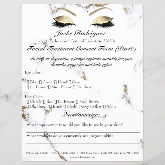 Facial Treatment Consent Form Marble Part 2 Flyer (Front)