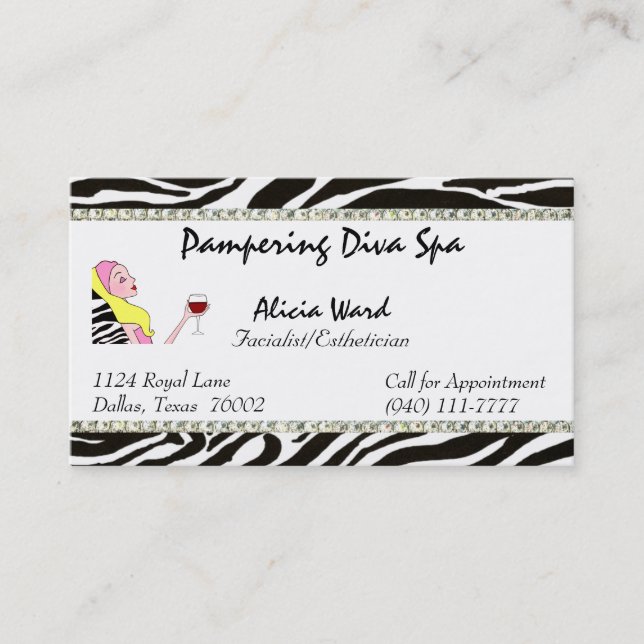 Facialist/Esthetician Diva business cards (Front)
