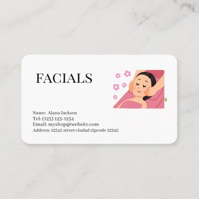 facials  services editable   business card (Front)