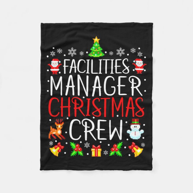 Facilities Manager Christmas Crew Matching Xmas  Fleece Blanket (Front)