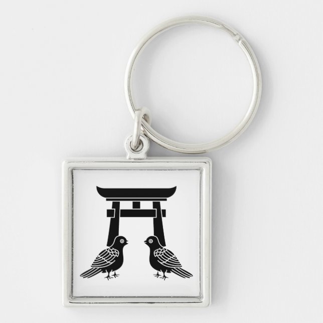 Facing doves and Torii Keychain (Front)