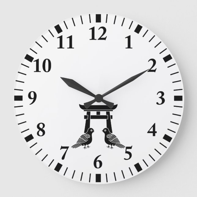 Facing doves and Torii Large Clock (Front)