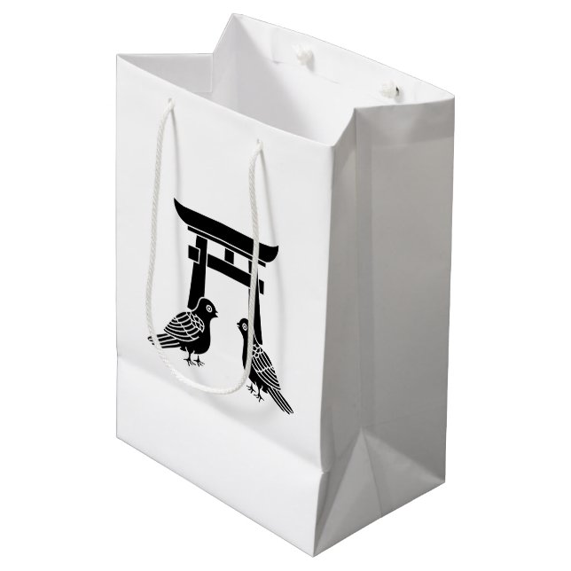 Facing doves and Torii Medium Gift Bag (Front Angled)