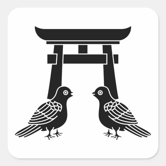 Facing doves and Torii Square Sticker (Front)
