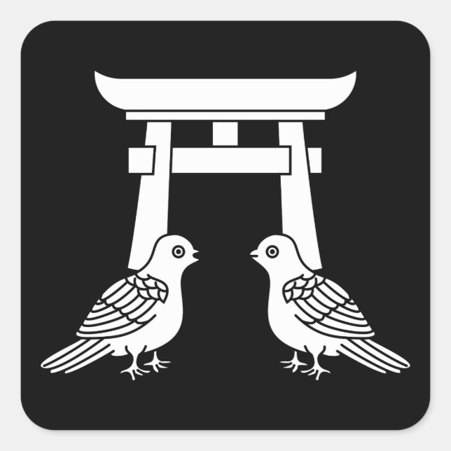 Facing doves and Torii Square Sticker (Front)