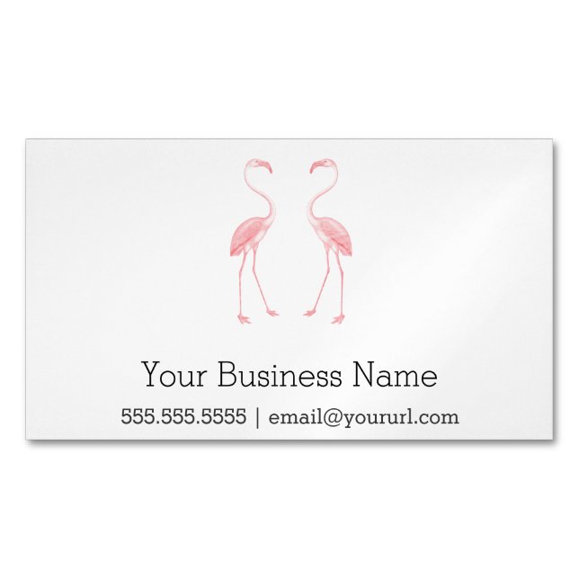Facing Flamingos Business Card Magnet (Front)