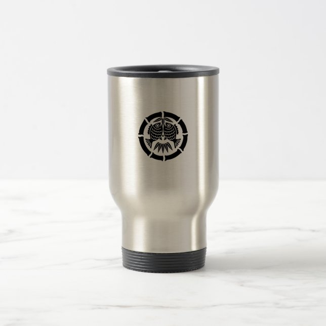 Facing sea breams A in bamboo circle Travel Mug (Center)