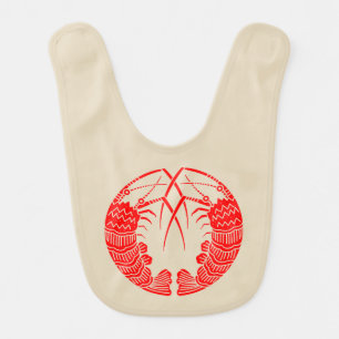 Facing spiny lobsters baby bib