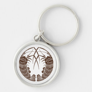 Facing spiny lobsters keychain