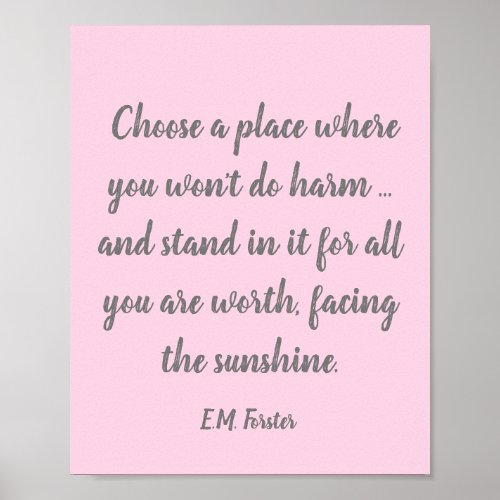 Facing the sunshine EMForster quote Poster