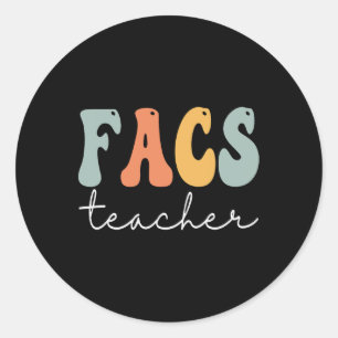 FACS Teacher Retro Groovy Vintage Happy First Day  Classic Round Sticker