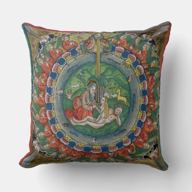 Facsimile copy of Genesis 2:22 God created Eve, fr Throw Pillow (Front)