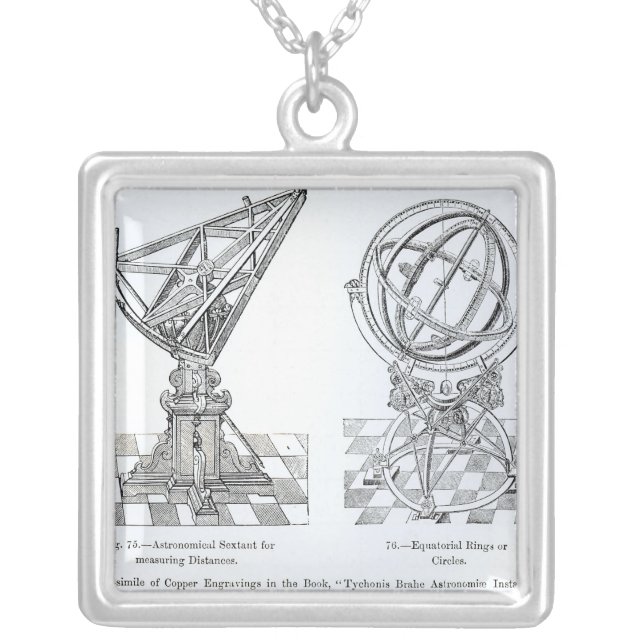 Facsimile of Copper Engravings Silver Plated Necklace (Front)