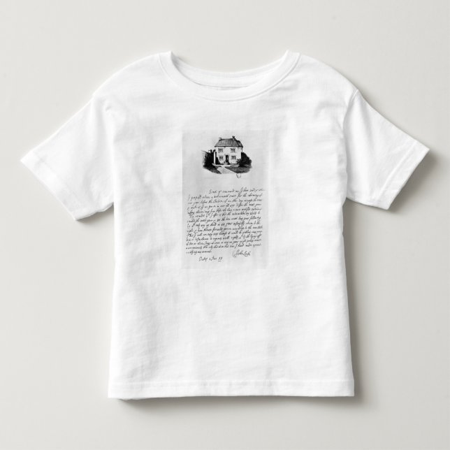Facsimile of letter illustrating  house in toddler t-shirt (Front)