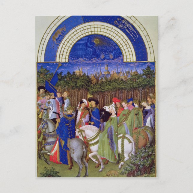 Facsimile of May: Courtly Figures on Horseback Postcard (Front)