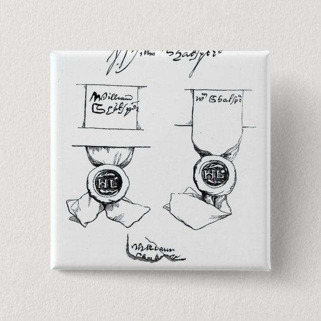 Facsimiles of William Shakespeare's signature Button (Front)