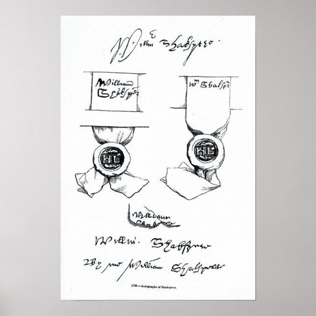 Facsimiles of William Shakespeare's signature Poster (Front)