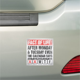 Fact of Life Calendar Says WTF Humor Car Magnet