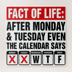Fact of Life Calendar Says WTF Humor Jigsaw Puzzle