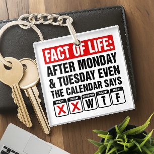 Fact of Life Calendar Says WTF Humor Keychain