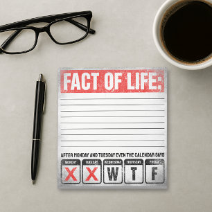 Fact of Life Calendar Says WTF Humor Notepad