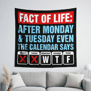 Fact of Life Calendar Says WTF Humor Tapestry