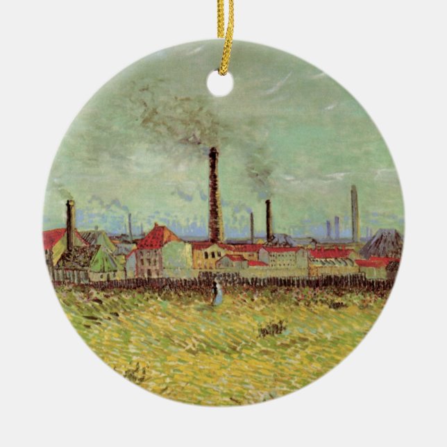 Factories at Asnieres by Vincent van Gogh Ceramic Ornament (Front)