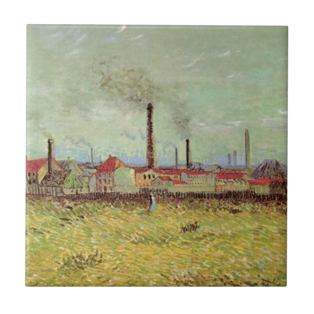 Factories at Asnieres by Vincent van Gogh Ceramic Tile (Front)