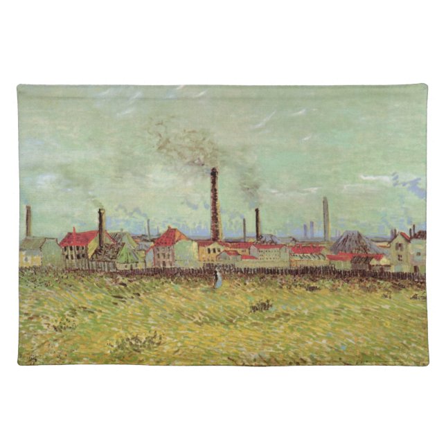 Factories at Asnieres by Vincent van Gogh Cloth Placemat (Front)