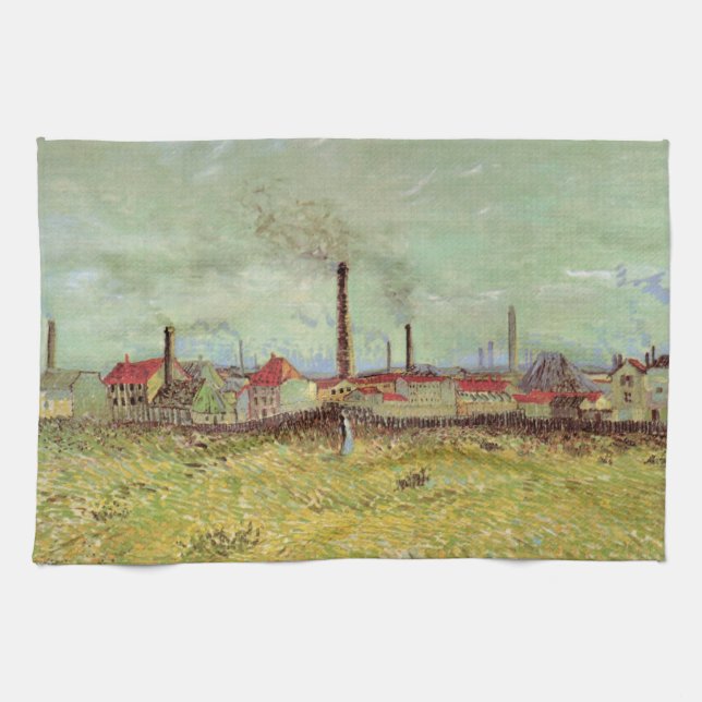 Factories at Asnieres by Vincent van Gogh Kitchen Towel (Horizontal)