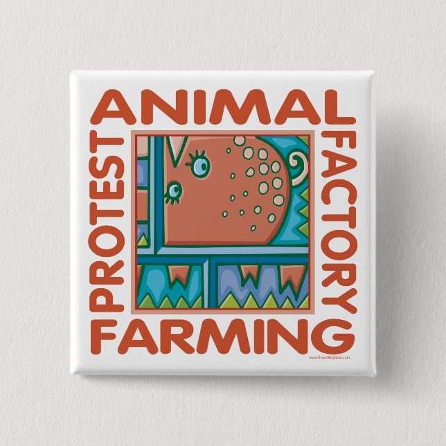 Factory Farming Pinback Button (Front)