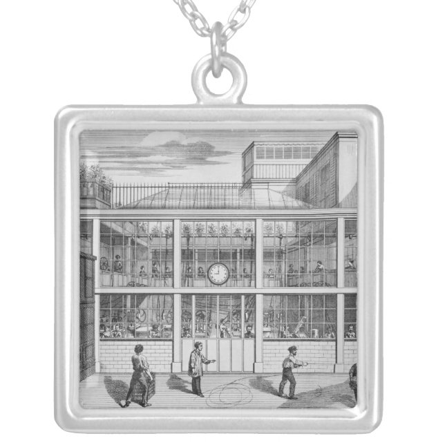 Factory for shotgun cartridges, Usine Chaudun Silver Plated Necklace (Front)