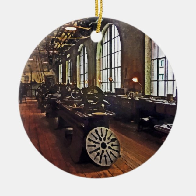 Factory Machine Shop Ceramic Ornament (Front)