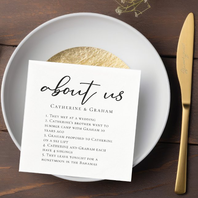 Facts About Us Cute Trendy Typography Wedding Napkins (Creator Uploaded)