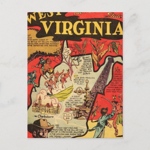 Facts of west Virginia Postcard