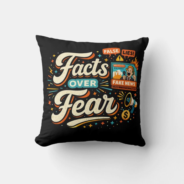 Facts Over Fear Throw Pillow (Front)