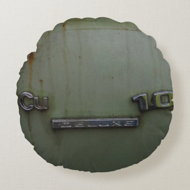 fade antique green round pillow (Front)