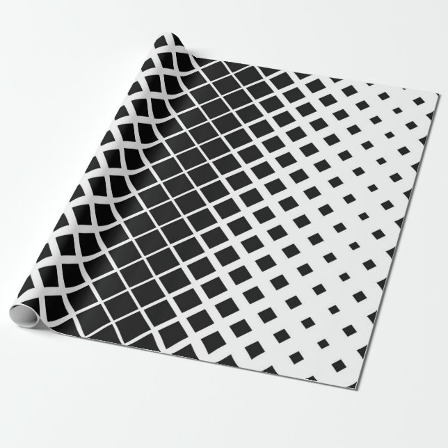 Fade Black White Monochrome Pattern Wrapping Paper (Unrolled)