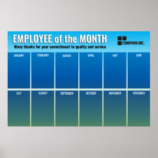 Fade blue Employee of the Month photo display Poster